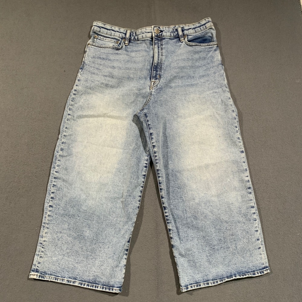 Lauren Ralph Lauren Jeans Womens 16 Light Wash High Rise Wide Leg Culottes Denim